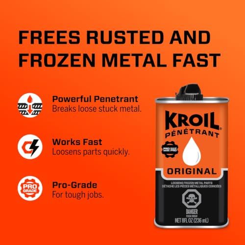 Kroil Original Penetrant - Rust Penetrating Lubricant - Corrosion Inhibitor Oil for Chains, Hinges & Stuck Metal Parts - Home & Industrial Use - Drip Can - 8 oz - 12 Pack (AZKL081C12)