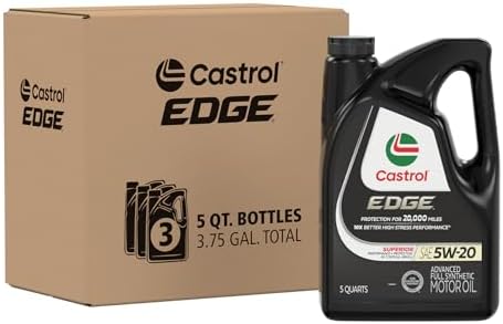 Castrol EDGE 5W-20 Advanced Full Synthetic Motor Oil, 5 Quarts, Pack of 3