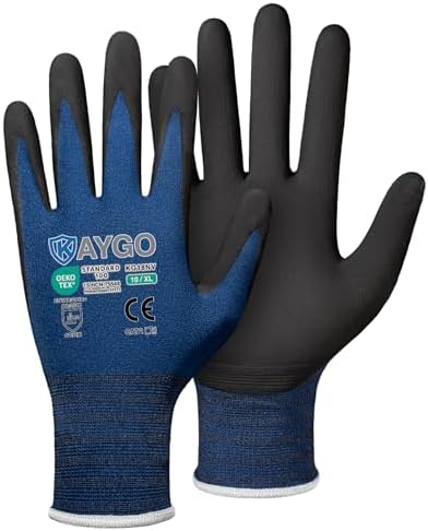 KAYGO Safety Work Gloves, MicroFoam Nitrile Coated, Men Women,KG18N