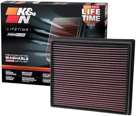 K&N High-Flow Original Lifetime Engine Air Filter: Increase Power: Premium, Washable: Compatible with 2014-2024 TOYOTA: Tacoma, Tundra, Sequoia, 33-5017