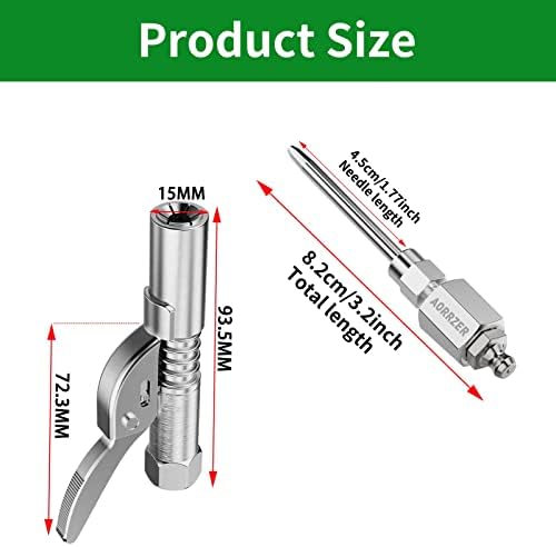 Grease Gun Needle Tip & Grease Gun Coupler Set,Upgrade Narrow Needle Dispenser for Grease Gun, Grease Zerk Fittings Compatible with All Grease Guns 1/8" NPT Threads