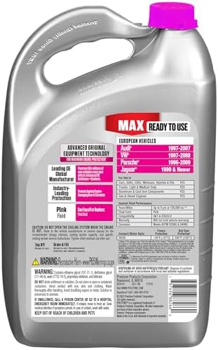 Prestone MAX Euro Pink 50/50 Antifreeze Automotive Coolant, Pack of One