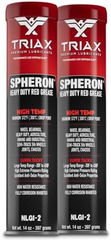 TRIAX Spheron Grease NLGI-2 Lithium Complex, High Temp, Super Heavy Duty | Ultra Tacky, EP, Waterproof | for 5th Wheel, Joints, Pivots, Wheel Bearings, and Chassis (14 Oz Tube - 2 Pack)