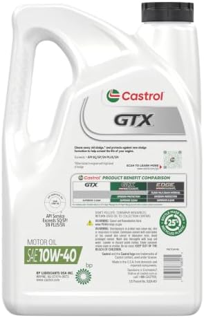 Castrol GTX 10W-40 Conventional Motor Oil, 5 Quarts