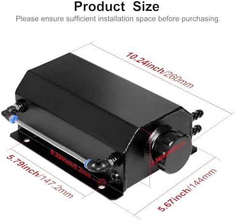 Coolant Reservoir Tank, 2L Aluminum Radiator Overflow Tank Black