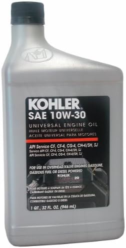 Kohler 25-357-06-S Lawn & Garden Equipment Engine Oil, SAE 10W-30, 1-qt Genuine Original Equipment Manufacturer (OEM) part