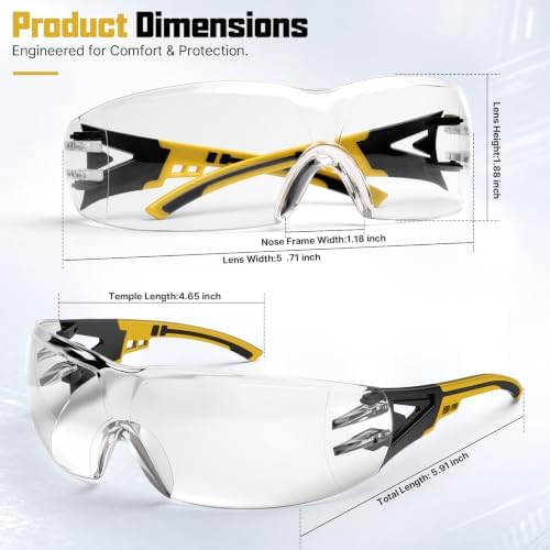 12 Pack Clear Safety Glasses Bulk for Men Women ANSI Z87.1 UV Protection