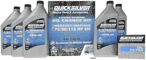 Quicksilver 4-Stroke Oil Change Kit – for Mercury Outboard Engines – 15, 20, 25, 30, 40, 50, 60, 75, 90, 115, 150, 175, 200, 225, 250, 300, 350, 400 HP