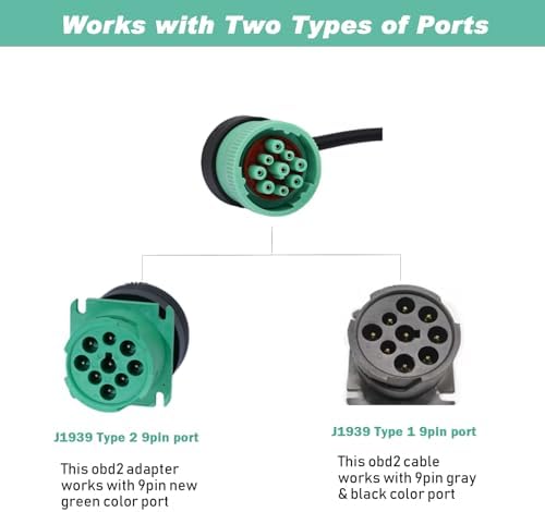 J1939 9 Pin OBD2 Adapter Cable,Truck 9 Pin to OBD2 16 Pin Connector