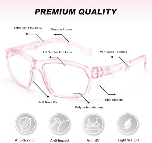 ProtectX Classic Safety Glasses, Anti-Fog Scratch Resistant Lenses