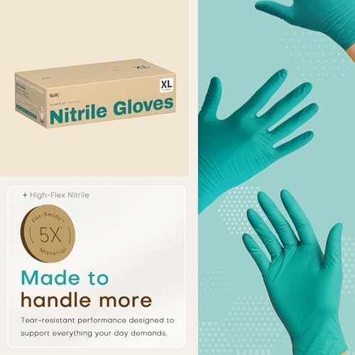 SUP Exam Plus® Nitrile Gloves, Powder-Free Disposable, Teal 100 Count