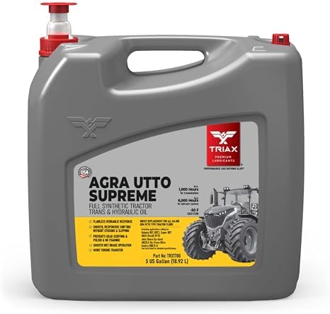 TRIAX Agra UTTO Supreme GL-4 Full Synthetic Tractor Trans-Hydraulic Fluid - Compatible with Kubota UDT2, JD J20C/D, J20D, Case HyTran (5 Gallon)