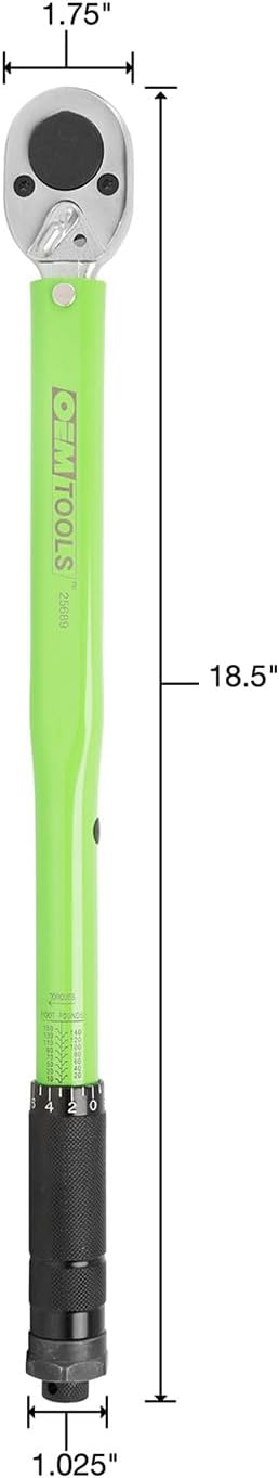 OEMTOOLS 25689 1/2 Inch Drive Click-Style Torque Wrench, 10-150 Ft/Lb., Clicks at Desired Torque, Torque Wrench 1/2 Drive, Lug Wrench, Tire Wrench