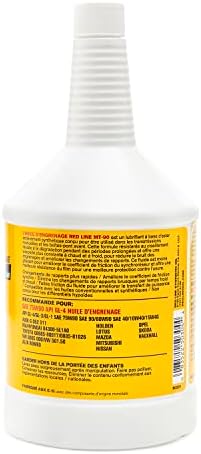 Red Line 50304 MT-90 75W-90 GL-4 Manual Transmission and Transaxle Lubricant (MTL)- 1 Quart