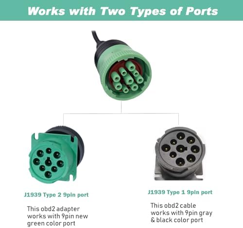 9 Pin to 16 Pin OBD2 Adapter Cable for Heavy Duty Trucks