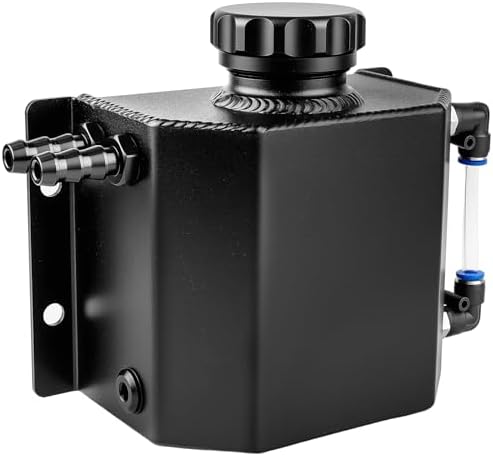 Aluminum Coolant Overflow Tank, 1L Black Expansion Reservoir