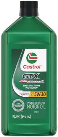 Castrol GTX High Mileage 5W-30 Synthetic Blend Motor Oil, 1 Qt, Pack of 6