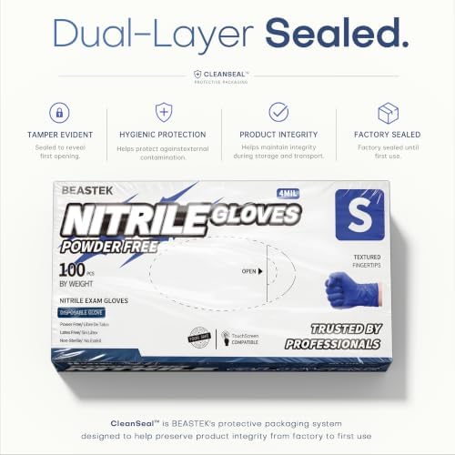 BEASTEK Nitrile Exam Gloves 4Mil Powder-Free Medical Disposable Blue Violet