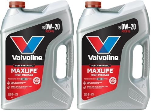 Valvoline™ Full Synthetic High Mileage with MaxLife™ Technology SAE 0W-20 Motor Oil, (Model: 852399), 5 QT (Pack of 2)