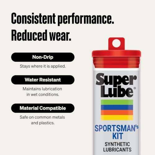 Super Lube Sportsman Kit - Multi-Purpose Synthetic Grease & Oil w/ Syncolon - Water Resistant Grease for Sporting Equipment - Long-Lasting Lubricant - Translucent White - 24 oz (11520)