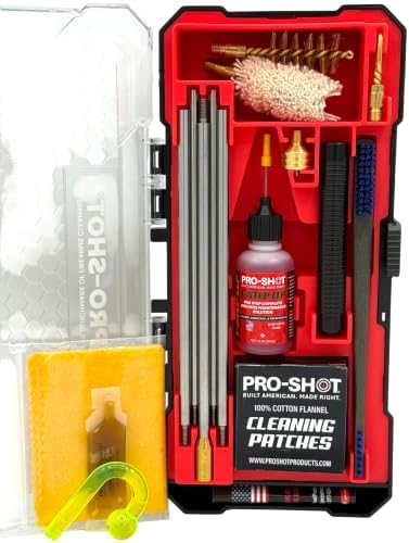 Pro-Shot Gun Cleaning Kits: Universal, Rifle, Pistol, and Shotgun Cleaning Kits with Premium Stainless Micro-Polished Rods, Brushes, Jags, Patches, CLP & Grease – Made in USA