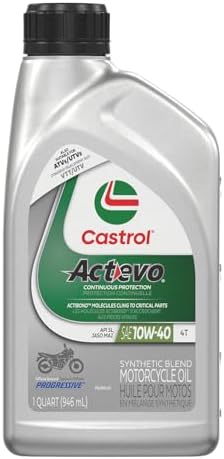 Castrol Actevo 4T 10W-40 Synthetic Blend Motorcycle Oil, 1 Quart, Pack of 6