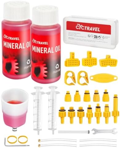 Brake Bleed Kit for Shimano, TEKTRO, TRP Hydraulic Disc Brakes, Mountain Brake Bleed Kit Including High Performance Mineral Oil Brake Fluid.