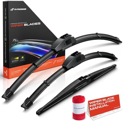 A-Premium 22"+16"+14" Windshield Wiper Blades with Wear Indicator & Towel
