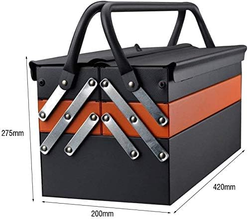 Edward Tools Portable Metal Tool Box with 3 Level Fold Out Organizer Storage - Heavy duty metal frame with smooth metal cantilever latchets - Rust/Scratch Resistant Finish - Hand Carry