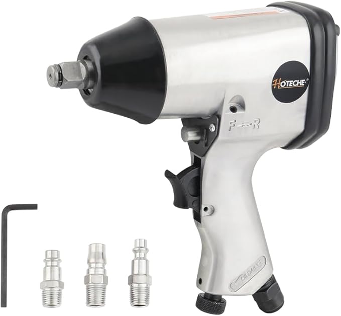 Hoteche 1/2-Inch Air Impact Wrench Kit, 243 ft-lb Max Torque Pneumatic Impact Gun, High Speed Lug Nut Remover, Rocking Dog Mechanism, Includes 3Pcs Sockets for Auto Repair & Tire Maintenance