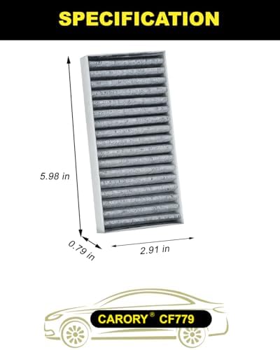 Cabin Air Filter w/Activated Carbon for Jeep Wrangler (2011-2017), Wrangler JK (2018), OE# 55111302AA, 68233626AA, CF11777, C16177E, P3923WS, CF779