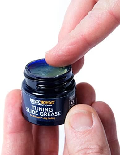 MusicNomad Tuning Slide Grease Lube for Trumpet, Trombone, French Horn, Tuba, Euphonium & Brass Instruments (MN705) & Pro Tec Trombone Mouthpiece Protector Brush by Protec, Model A261