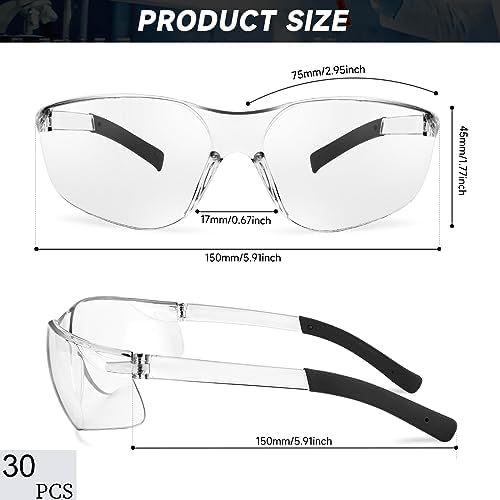 Salfboy 30 Pack Clear Safety Glasses Bulk Ansi Z87.1 Eye Protection Glasses