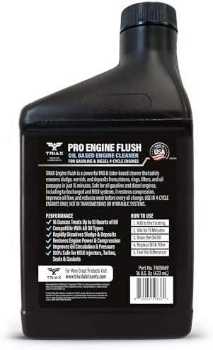 TRIAX Pro Engine Flush Oil-Based Deep Clean Motor Oil Flush Removes Sludge & Carbon | Non-Solvent | Safe for Engine, Seals, Injectors | Professional Shop Grade (16 oz - Pack of 4)