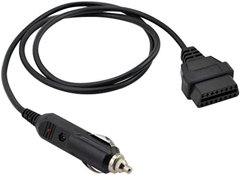 1M/3.3ft Car OBD2 Vehicle ECU Emergency Power Supply Cable Car Memory Save Any 12V DC Power Source with Cigarette Lighter to OBD Female Connector Cable Adapter Black (Pack of 5)