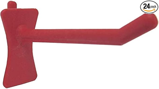 PegPro™ 2" Straight Hooks for 1/4" Pegboards - Secure Plastic Hooks for Your Wall Organizer - for Craft Storage, Garage, Kitchen, Tools and More (24 ct., Red)