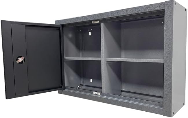 JZD Steel Wall Cabinet for Tool Organization with Two Removable Shelves, Industrial-Strength Metal Hanging Cabinets, for Garage Workshop