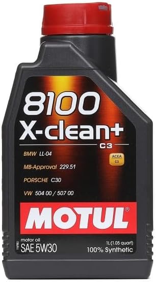 Motul 8100 X-clean+ 5W-30 Full Synthetic Motor Oil | Engineered to Help Protect Emissions Systems, Clean Engine Performance | Long Drain Capable, Improved Engine Responsiveness | 1L