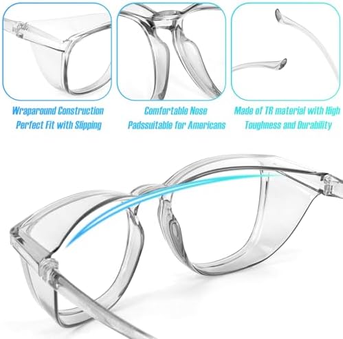 4 Pack Safety Glasses Goggles For Women Anti Fog, Cute Protective Eyewear for Nurses, ANSI Z87+ Anti-Blue Light