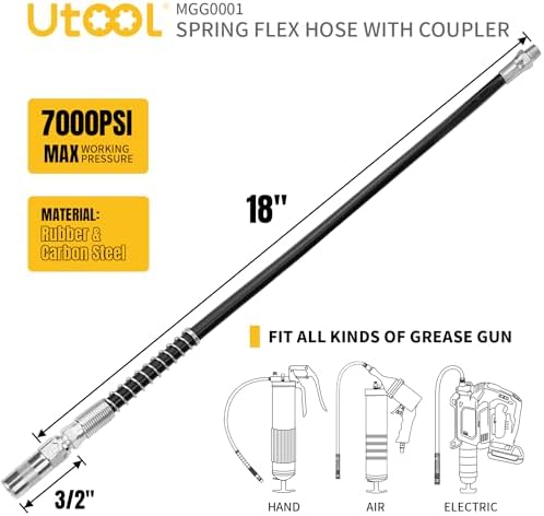 UTOOL 18 Inch Resin Spring Flex Hose, 1 Normal Coupler, 1/8 NPT Threads