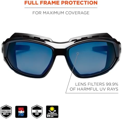 Ergodyne Skullerz LOKI Convertible Safety Spoggles- Includes Foam Gasket and Strap to Convert to Goggle, ANSI z87.1