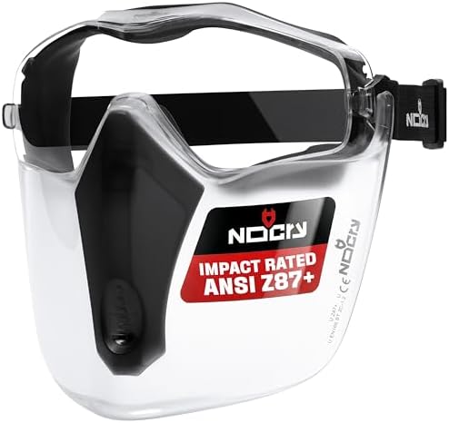 NoCry Safety Face Shield Mask for Work with Premium Anti Fog and Anti Scratch Technology — Durable ANSI Z87+ Certified Grinding Face Shield with Extreme Impact Resistance