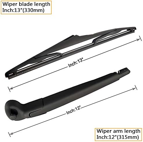 Rear Wiper Arm Blade Replacement for Jeep Wrangler JK 2007-2017