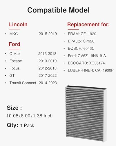 Puroma Cabin Air Filter Activated Carbon for CF11920 CP920 6043C Ford C-Max