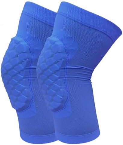 Basketball Knee Pads for Kids Volleyball Knee Pads, Honeycomb Basketball Sleeves Baseball Sleeves Youth Boys & Girls, Knee Savers for Catchers Youth Wrestling Soccer Football Volleyball Roller Skating (Blue, Large)