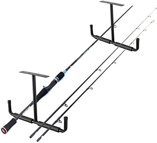 Ihomepark Overhead Garage Storage Hooks, Heavy Duty Ceiling Mounted Garage Utility Hanging Rack for Lumber Bike Tools, Black