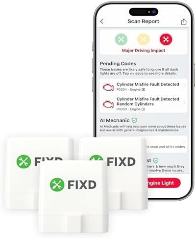 FIXD Bluetooth OBD2 Scanner - Car Diagnostic Check Engine Code Reader