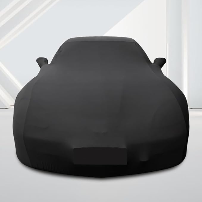 WinPower Indoor Sports Car Cover 154-169 inches Stretch Dustproof Protection Full Car Cover for Underground Garage, Car Show, Black