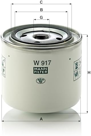 Mann Filter W 917 Spin-On Oil Filter Replacement Compatible With Volvo 240 (1990-1993), 242 (1980-1984), 740 (1985-1992), 850 (1993-1997), S70 (1998-1999), V70 (1998-2002) & More