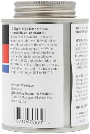 AGS Automotive Solutions Ceramic-Glyde Silicone Brake Lubricant – 8oz Brush Top Can, Advanced Noise Reduction, Exceptional Brake Pad Protection, Reliable Performance (Pack of 2)